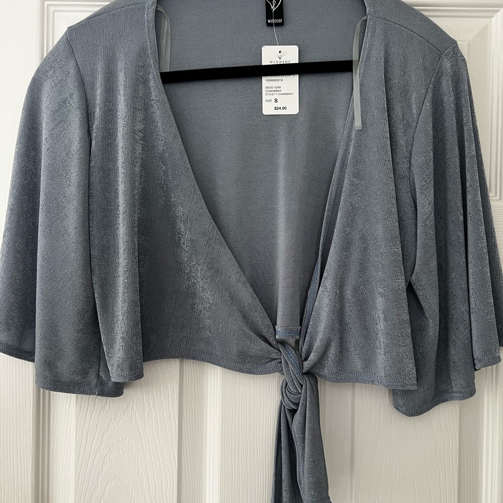 Windsor Gray Tie-Front Shrug